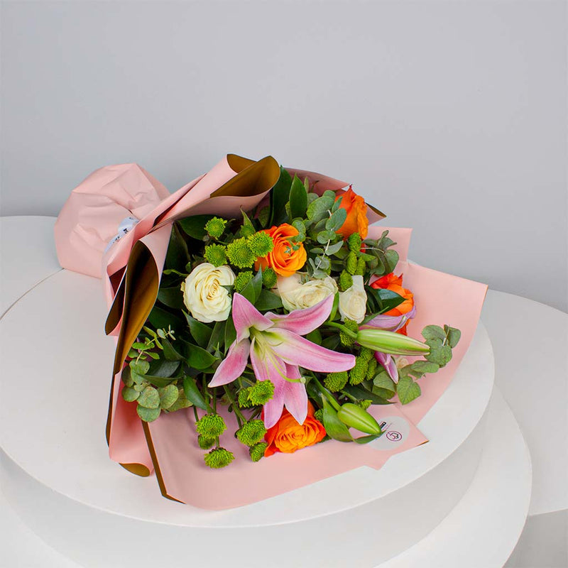 Vibrant Mixed Roses Hand Bouquet