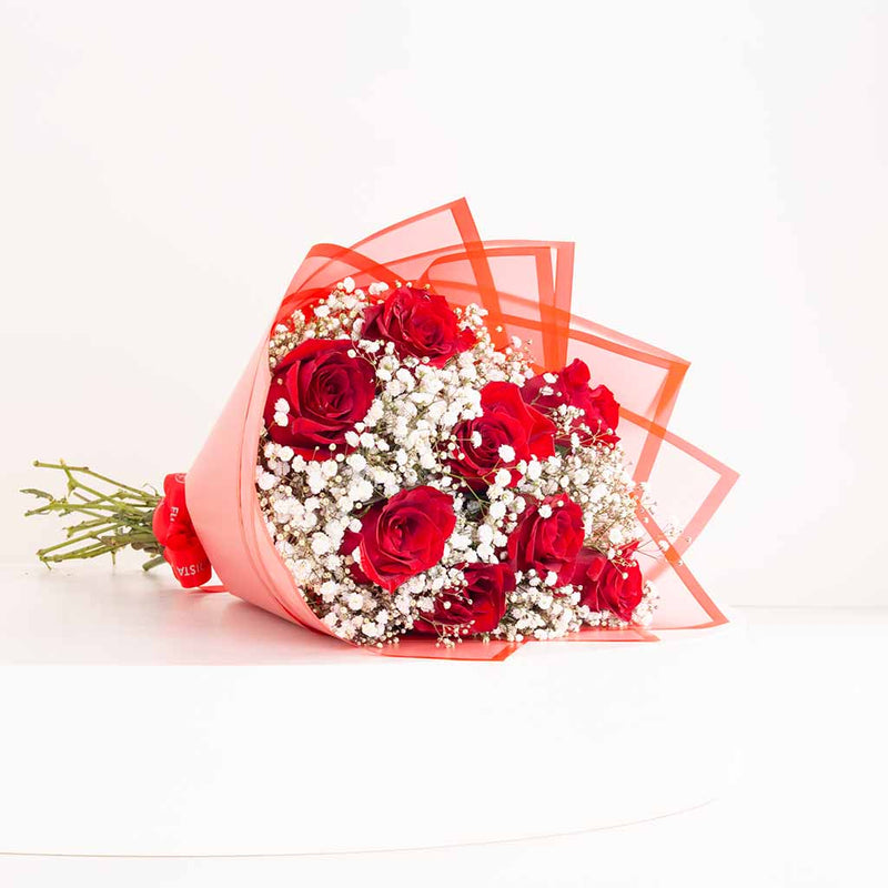 Red Roses & Baby’s Breath Bouquet