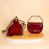 Cocan Half-Moon Bag Burgundy & 20 Red Roses Bouquet