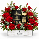 Ashek Al Oud 100ml Perfume with Fresh Red Rose Arrangement