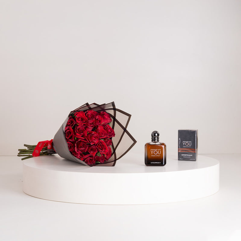 Giorgio Armani Stronger With You Eau de Toilette & Red Roses Bouquet