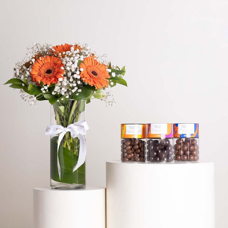 Moko Chocolate Jars & Gerbera Mixed Vase
