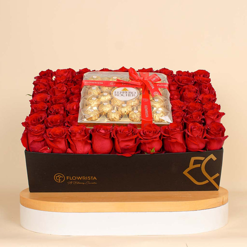 Heartfelt Roses And Ferrero Bliss | 47 Red Roses