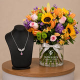 Silvara Angel Wing Necklace & Vibrant Mixed Flower Flowrista Vase