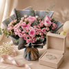 Silvara Leaf Ring & Pink Spray Roses Bouquet