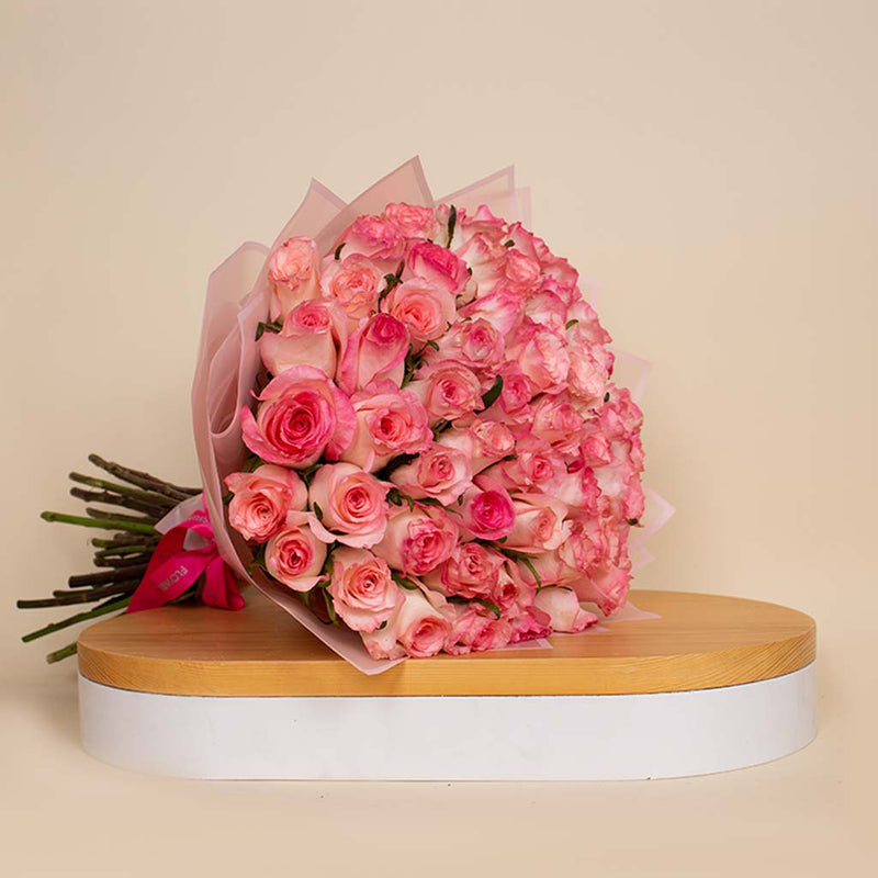 Flowrista | 50 Pink Roses Hand Bouquet