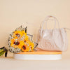 Cocan Beige Bag And Sun Flowers Bouquet