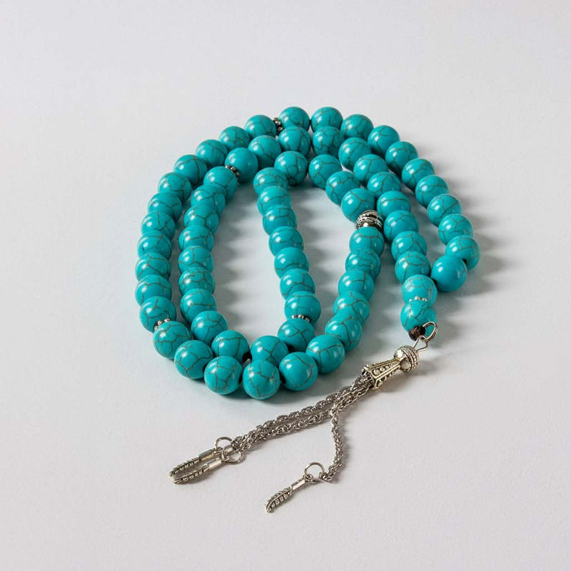 Natural Blue Turquoise Misbaha – 33 Beads (10mm)