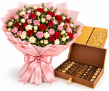 Le Chocolala Chocolate Box with Flowrista Mixed Rose Bouquet