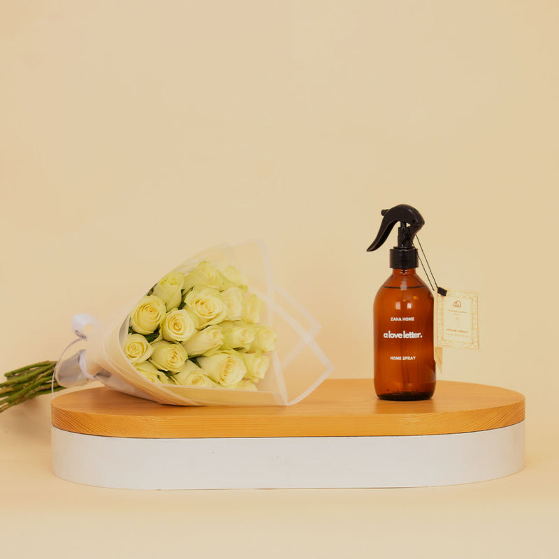 Zaha Home A Love Letter Home Spray & 15 White Roses