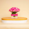 Cube Vase with 20 Pink Roses