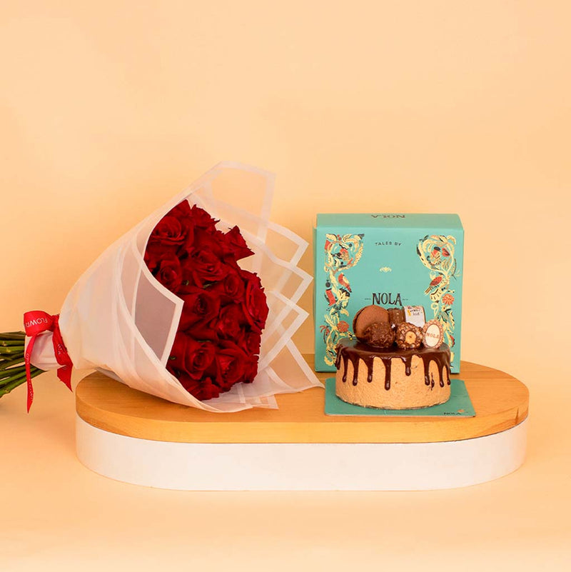 Nola Nutella Crunchy Cake & Red Roses