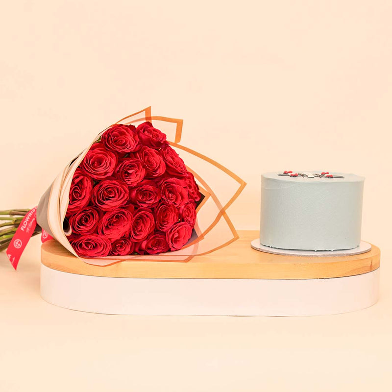 Ninos Dad Cake & 20 Red Roses
