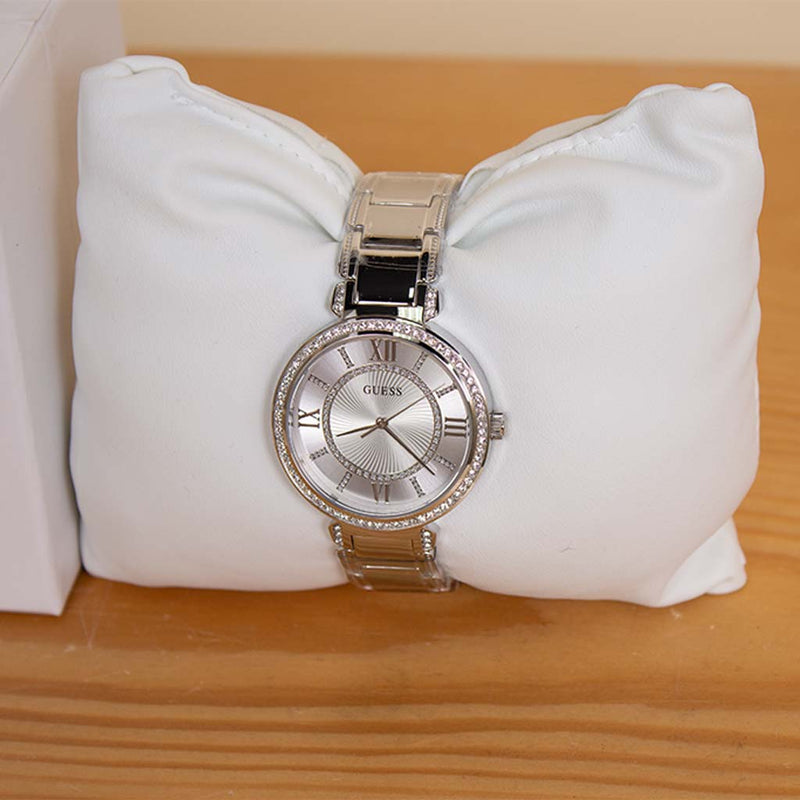 Guess Yellow Gold Women’s Watch W1209L2 with Heart-Shaped 20 Roses Bouquet