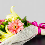 Pink Roses, Gerbera & Yellow Lilies Bouquet
