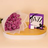 Swiza Chocolate Box (12 Pieces) & 20 Purple Roses