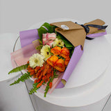 White Gerbera & Orange Senorita Roses Bouquet