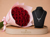 Silvara Angel Wings Necklace & Red Roses Bouquet