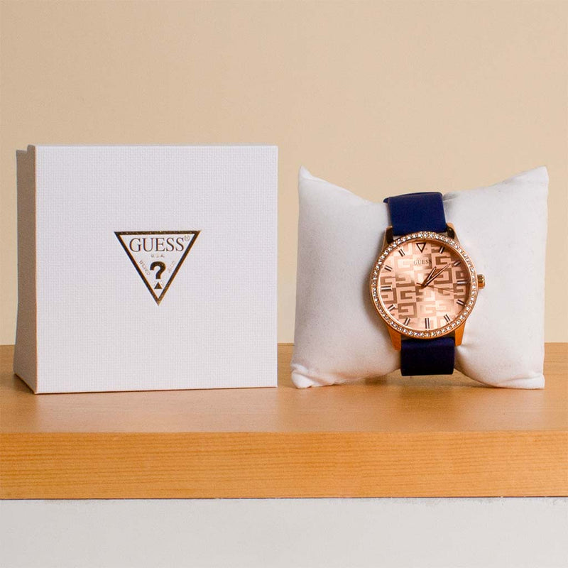 Guess Unique Watch - Rose Gold Dial & Rubber Band