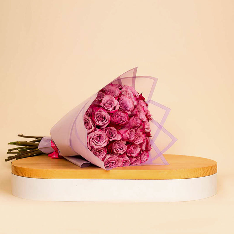 Bouquet of 30 Deep Purple Roses