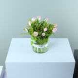 Elegant Glass Vase with Pink & White Tulips