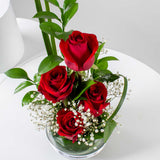Red Roses and Gypsophila - Love Vase