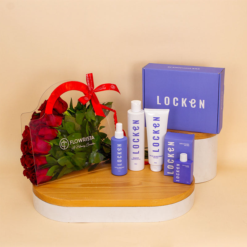 Locken Straight Hair Kit & Red Roses Box
