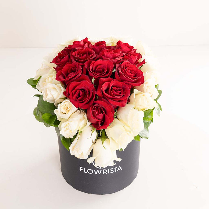 Flowrista Timeless Red & White Rose Box
