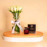 Versace Crystal Noir with White Roses Vase 15 Roses