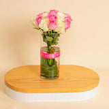 Elegant Bloom Vase | 20 White and Pink Flowers
