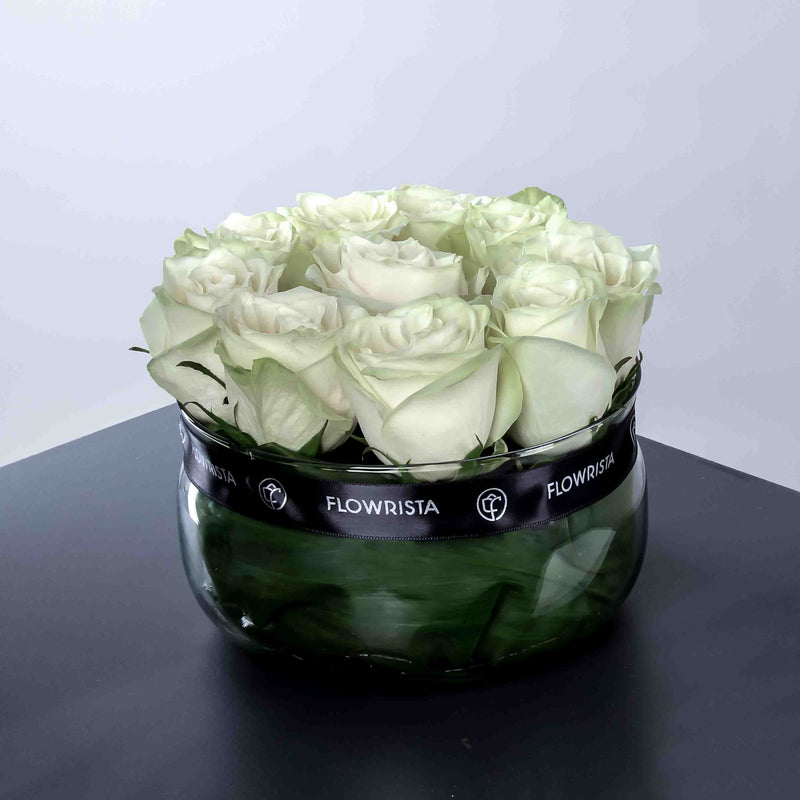 White Roses Vase