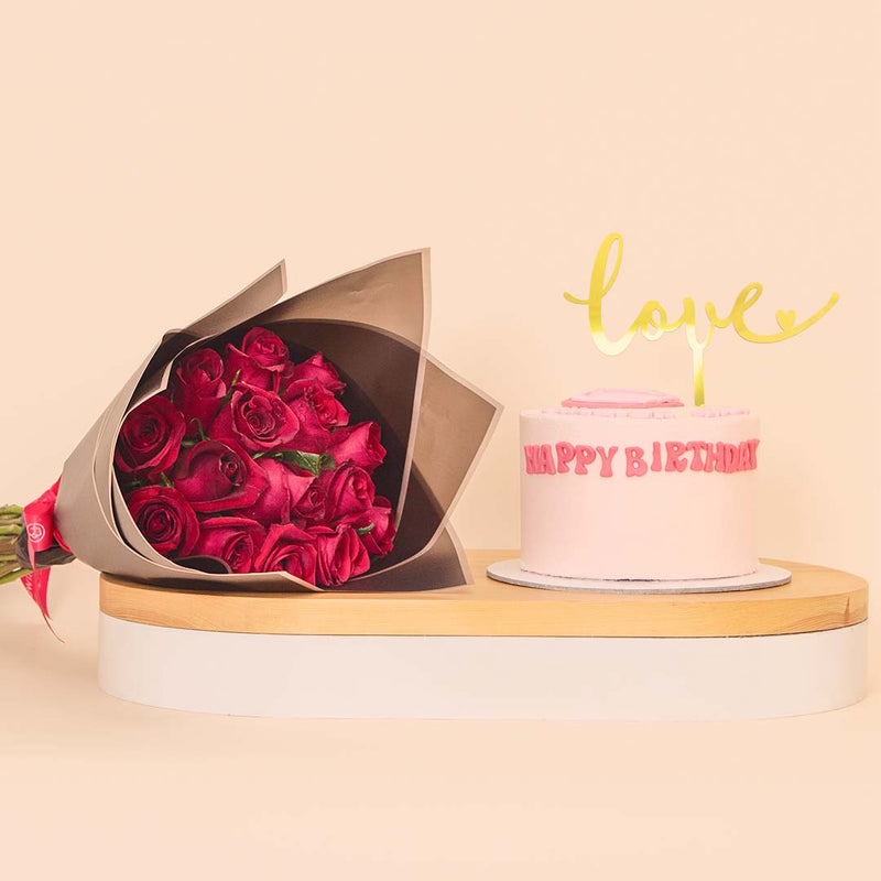 Ninos “Super Mom” Celebration Cake & 15 Red Roses