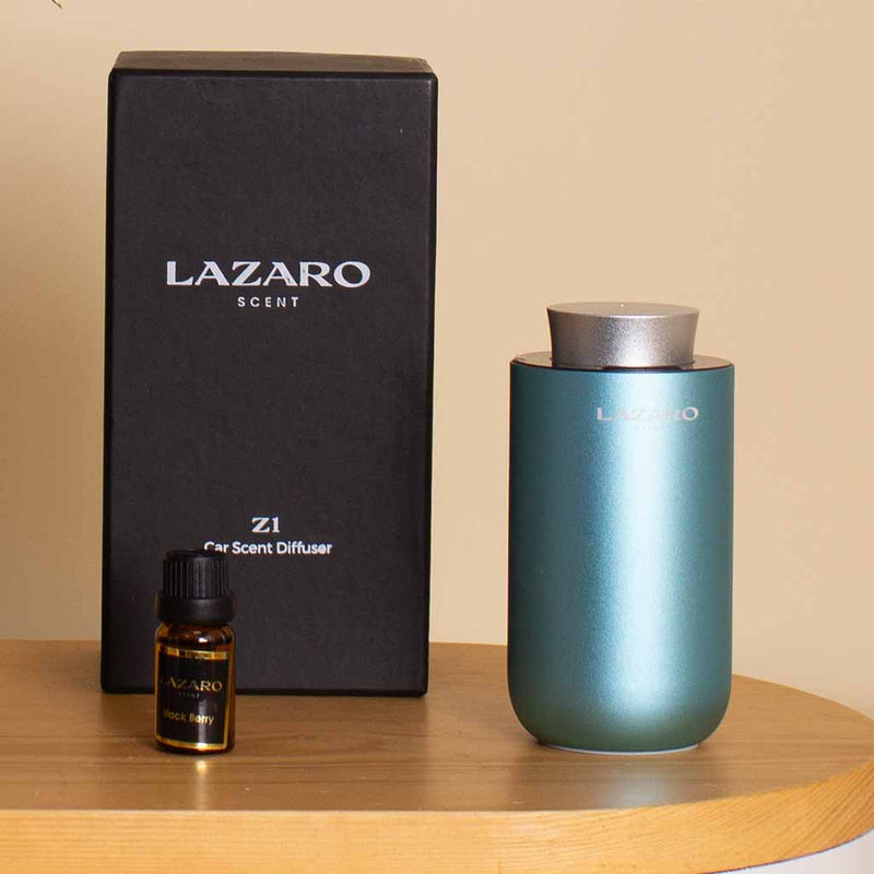 Lazaro Z1 Car Scent Diffuser cyan And 25 White Roses