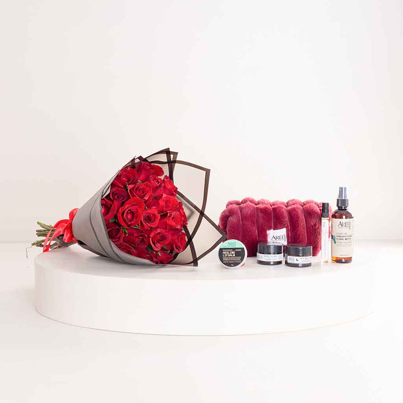 Areej The Skin Etiquette Pochette & Red Roses Bouquet