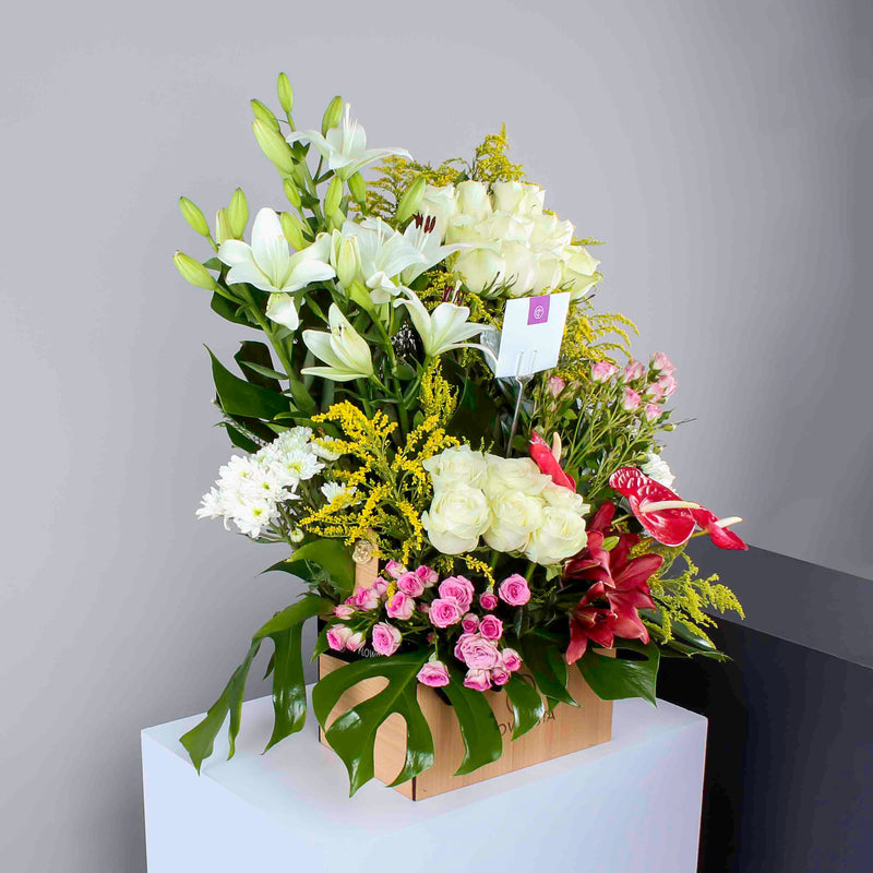 Mixed Flowers Wooden Box