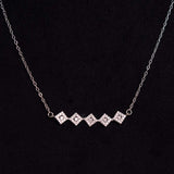 FelizModa Three Stones Silver Necklace with Heart of Love & 15 Red Roses Vase