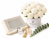 Mango Satin Check-Print Scarf with Flowrista White Roses Box