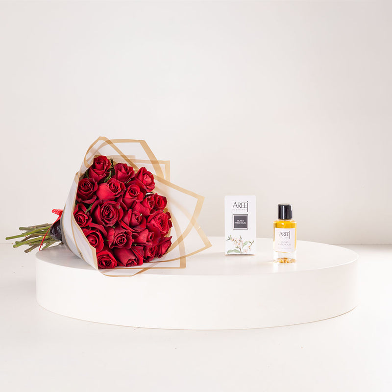 Areej Musk Patchouli with 20 Red Roses