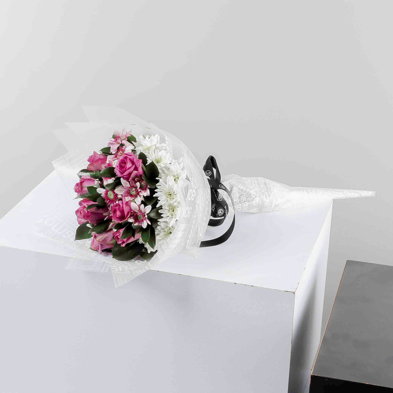 Flowrista | Purple & White Chrysanthemum with Purple Roses Bouquet