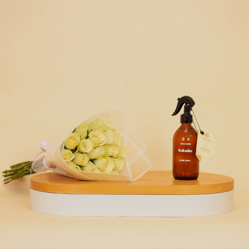 Zaha Home Fruit Cake Home Spray & White Roses