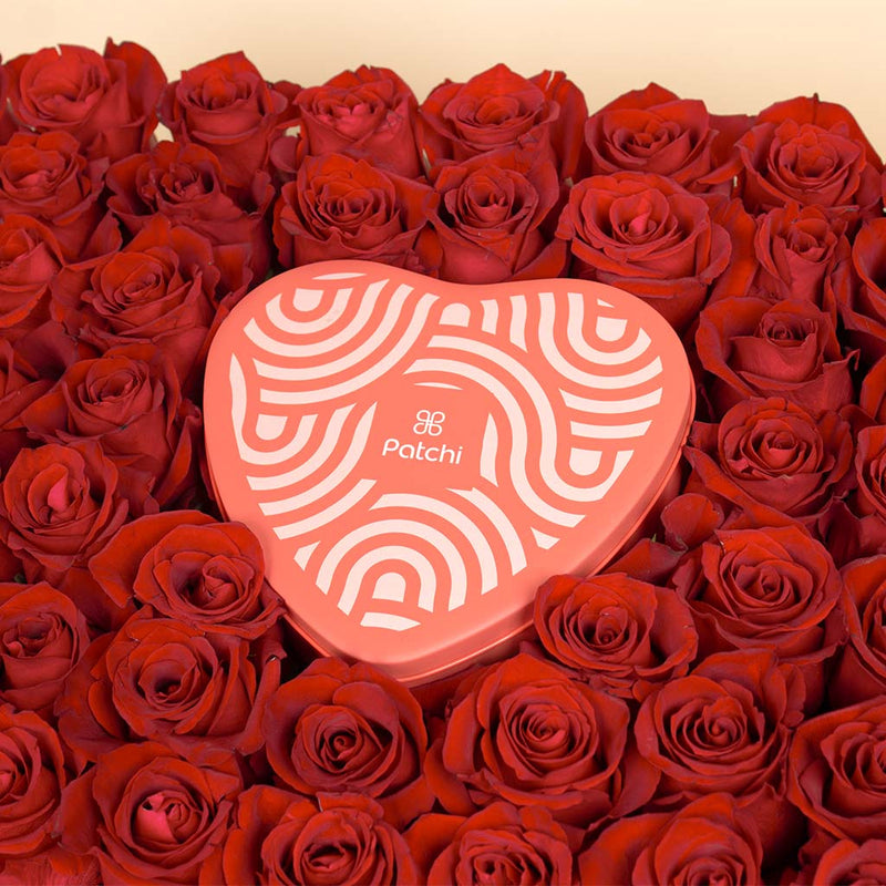 Patchi Tin Box of 22 Pieces | 55 Red Roses