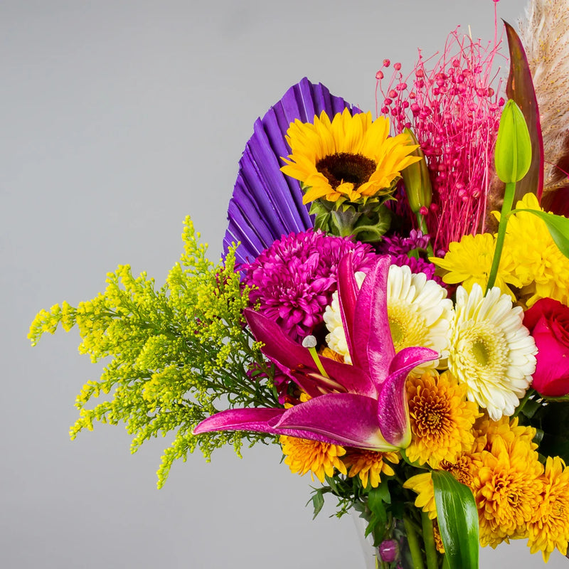 Roses, Lilies, Gerbera & Sunflower Vase