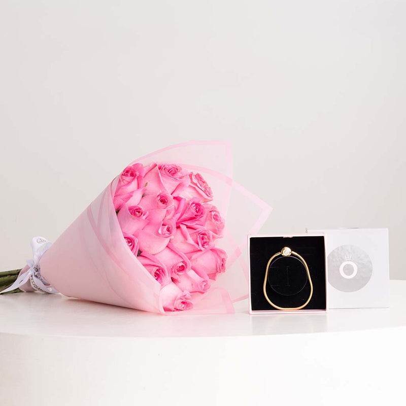 Pandora Moments Sparkling Crown O Snake Chain Bracelet 14k Gold-Plated & Revival Roses Bouquet