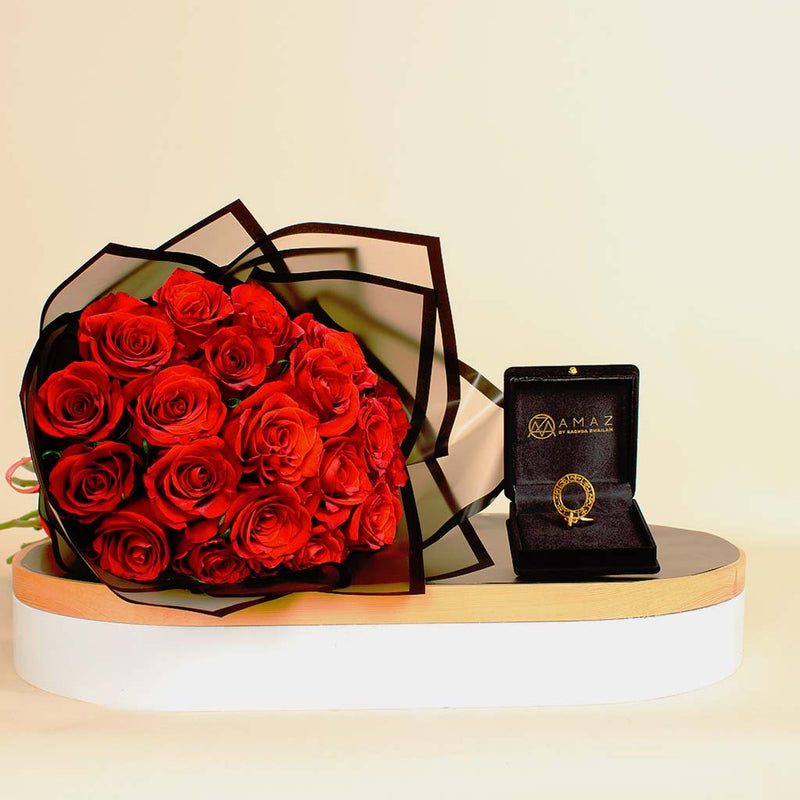 Amaz Beauty Ring And Rose Bouquet