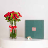 Patchi Les Signatures Prestige Box 940g & Red Baby Roses Vase