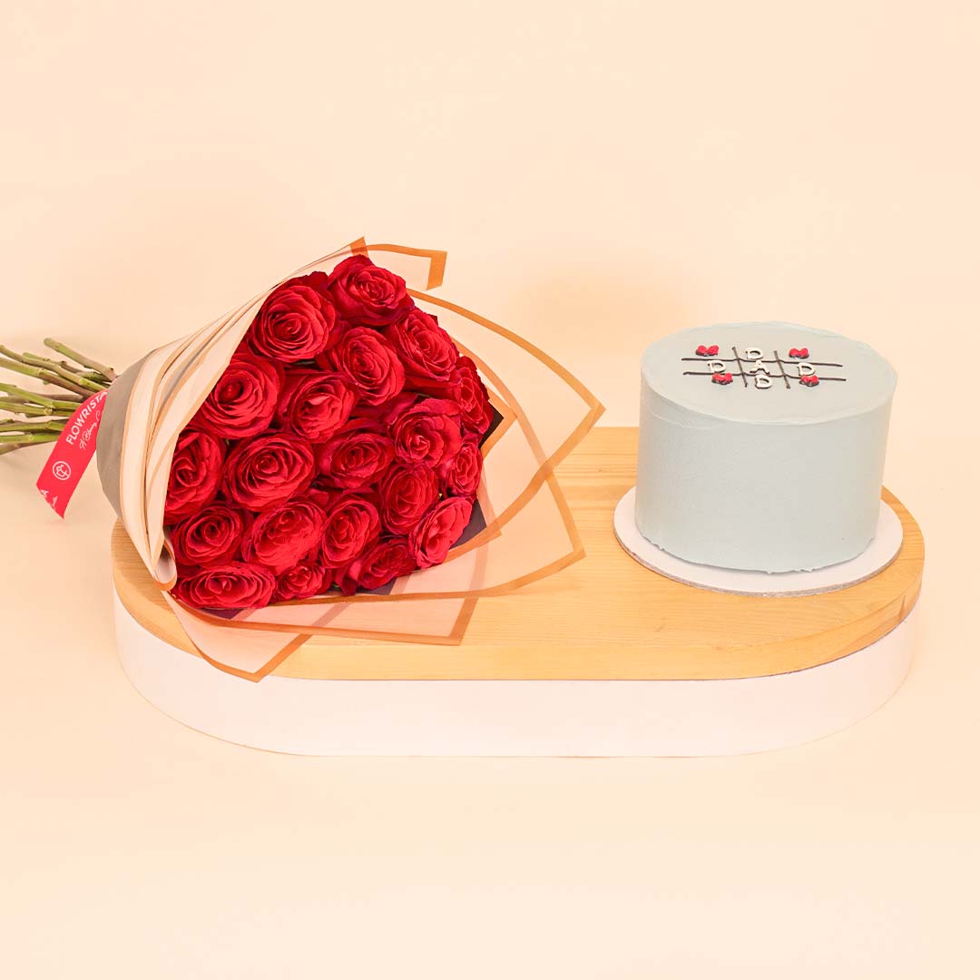 Ninos Dad Cake & 20 Red Roses