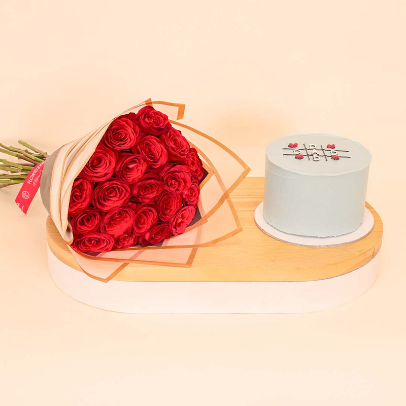 Ninos Dad Cake & 20 Red Roses
