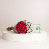 Valentine’s Bouquet of 20 Red Roses with Patchi Chocolate