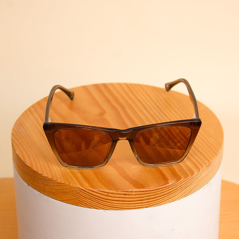 Sedrak Gradient Frame Sunglass – Brown & Clear