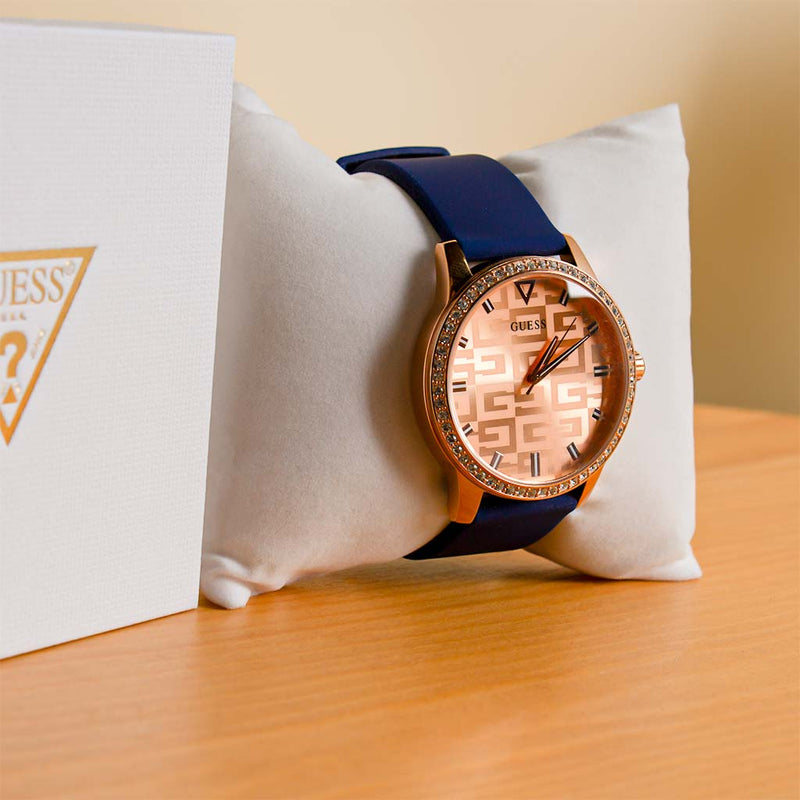 Guess Unique Watch - Rose Gold Dial & Rubber Band